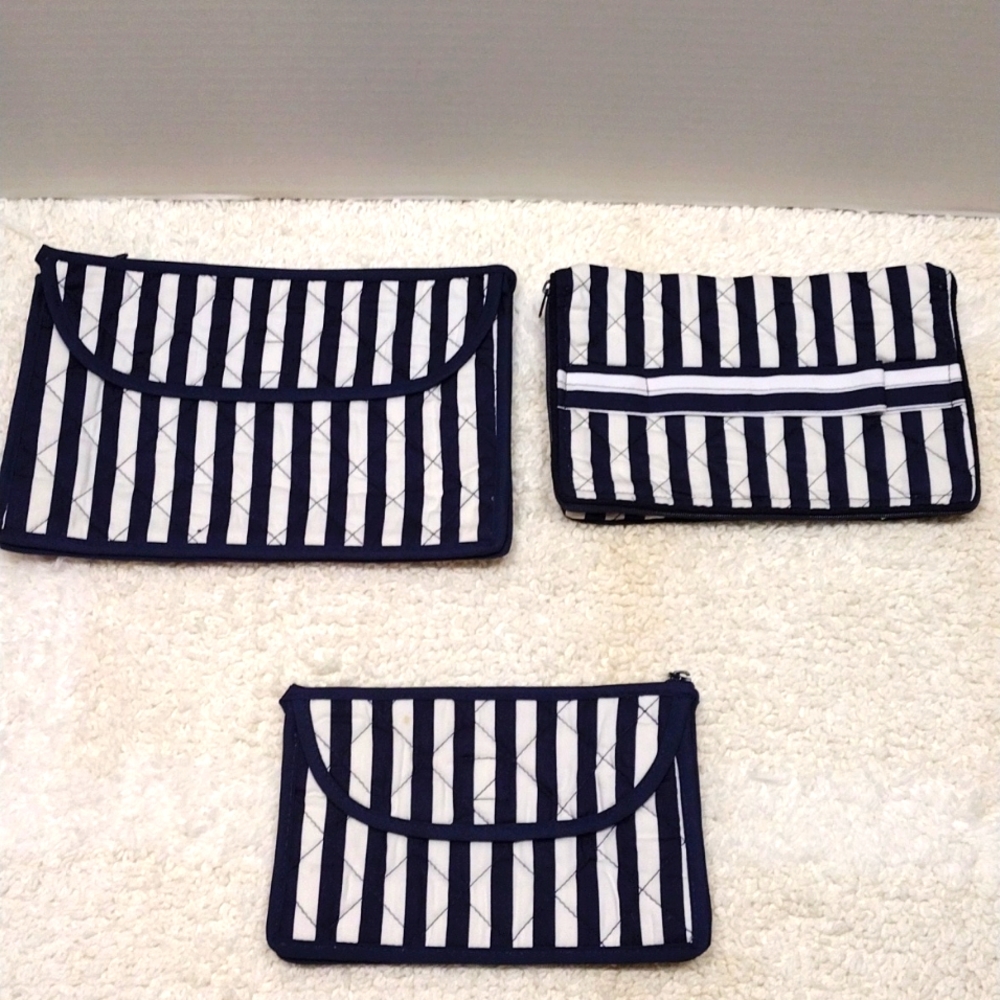 NaRaya Cosmetic Bag Blue & White Stripes Set of 3